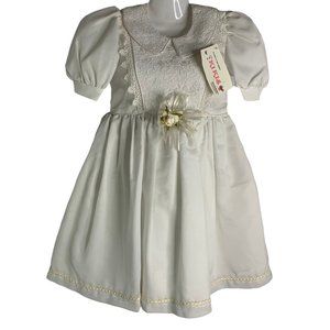 Vintage Kikis Christening Gown 4 White Baptism Holiday Dress Lace Tulle